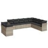 vidaXL Salon de jardin avec coussins 10 pcs gris clair r&eacute;sine tress&eacute;e
