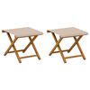 vidaXL Chaise Longue 2 pcs Bois d'eucalyptus massif Beige