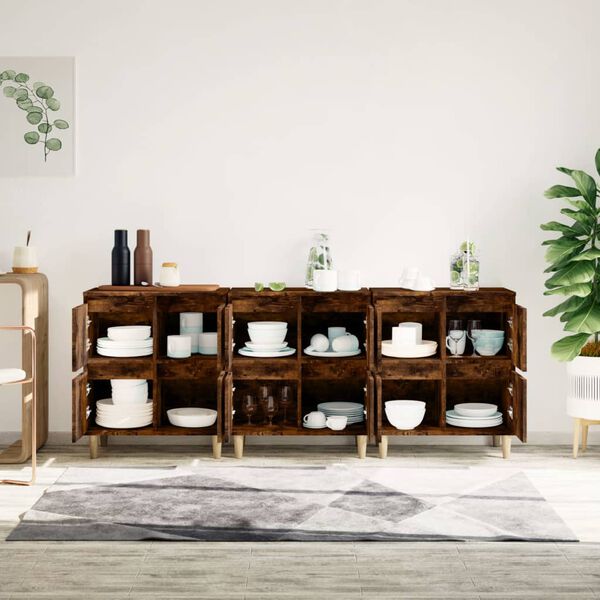 vidaXL Buffets 3 pcs chêne fumé 60x35x70 cm bois d'ingénierie