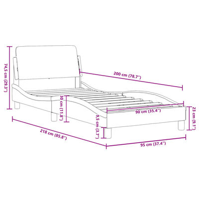 vidaXL Cadre de lit sans matelas gris foncé 90x200 cm velours