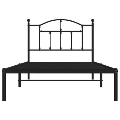 vidaXL Cadre de lit métal sans matelas avec tête de lit noir 100x190cm