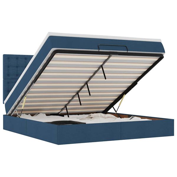 VidaXL Cadre de lit ottoman avec matelas bleu 160x200 cm tissu
