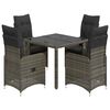 vidaXL Ensemble de bistro de jardin 5 pcs coussins gris poly rotin