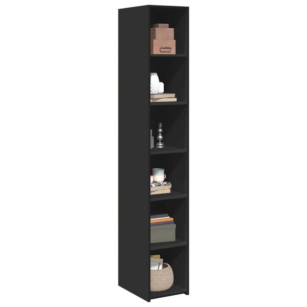 vidaXL Buffet haut noir 30x41x185 cm bois d'ingénierie