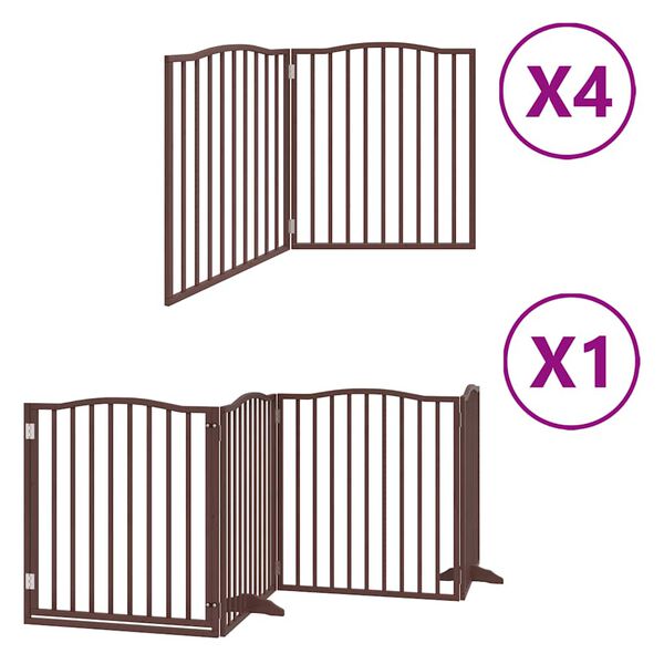 vidaXL Barrière pour chien porte pliable 12 panneaux bois de peuplier
