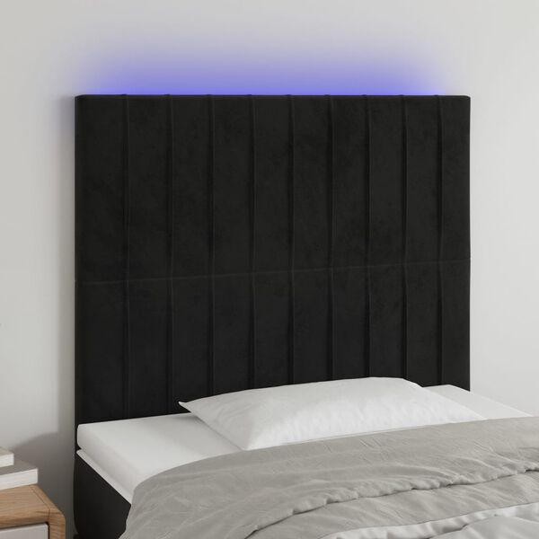 vidaXL T&ecirc;te de lit &agrave; LED Noir 90x5x118/128 cm Velours
