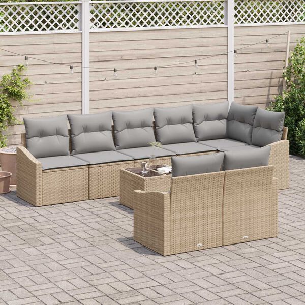 vidaXL Ensemble de canap&eacute; de jardin 9 pcs Beige et Gris clair
