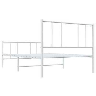 vidaXL Cadre de lit métal sans matelas et pied de lit blanc 100x190 cm