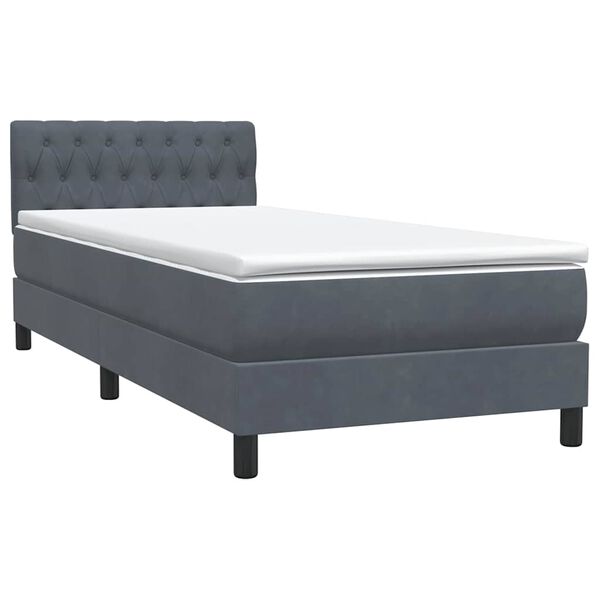 vidaXL Sommier &agrave; lattes de lit et matelas gris fonc&eacute; 90x220 cm velours
