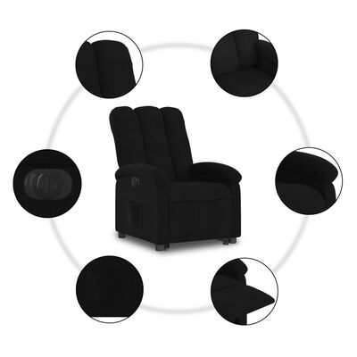 vidaXL Fauteuil inclinable électrique noir tissu