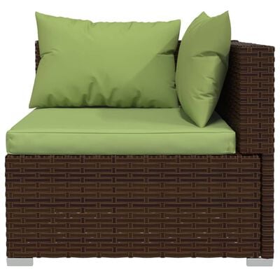 vidaXL Salon de jardin 8 pcs avec coussins résine tressée marron