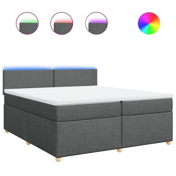 vidaXL Sommier &agrave; lattes de lit avec matelas Gris fonc&eacute; 200x200cm Tissu