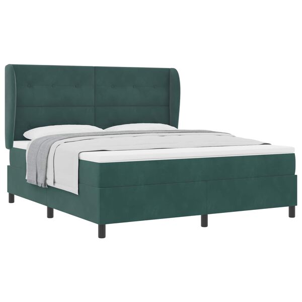 vidaXL Lit &agrave; ressorts avec matelas Vert fonc&eacute; 200 x 180 cm Polyester