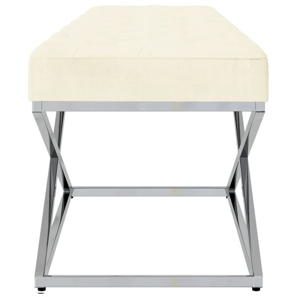 vidaXL Banc Cr&egrave;me Velours et acier inoxydable