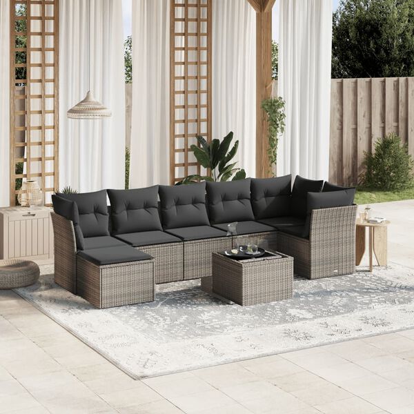 vidaXL Salon de jardin avec coussins 7 pcs gris clair résine tressée
