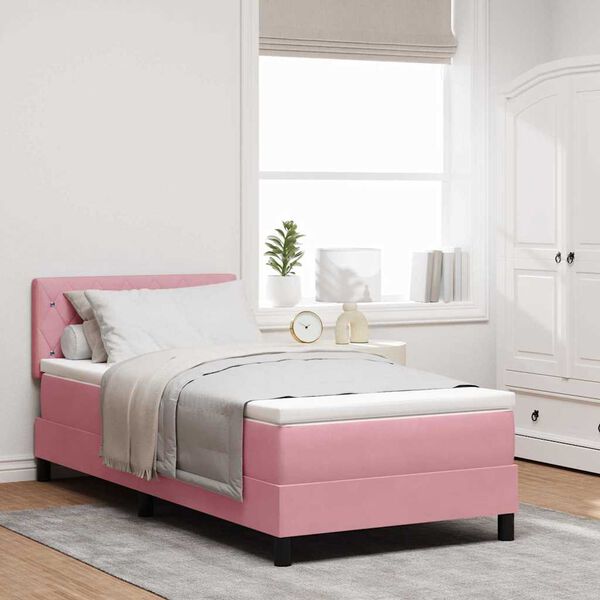 vidaXL Lit &agrave; ressorts avec matelas Rose 90 x 190 cm Velours