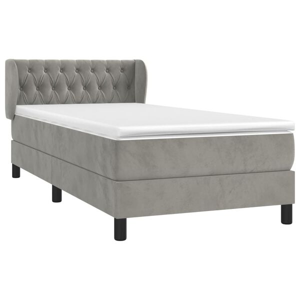 vidaXL Sommier &agrave; lattes de lit et matelas Gris clair 100x200cm Velours
