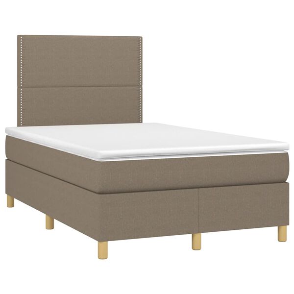 vidaXL Sommier &agrave; lattes de lit matelas et LED taupe 120x190 cm tissu