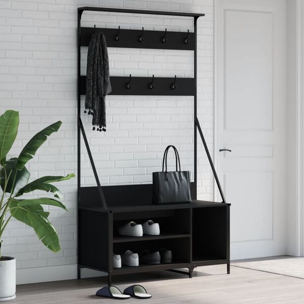 vidaXL Porte-vêtements et rangement des chaussures noir 100x41x184 cm