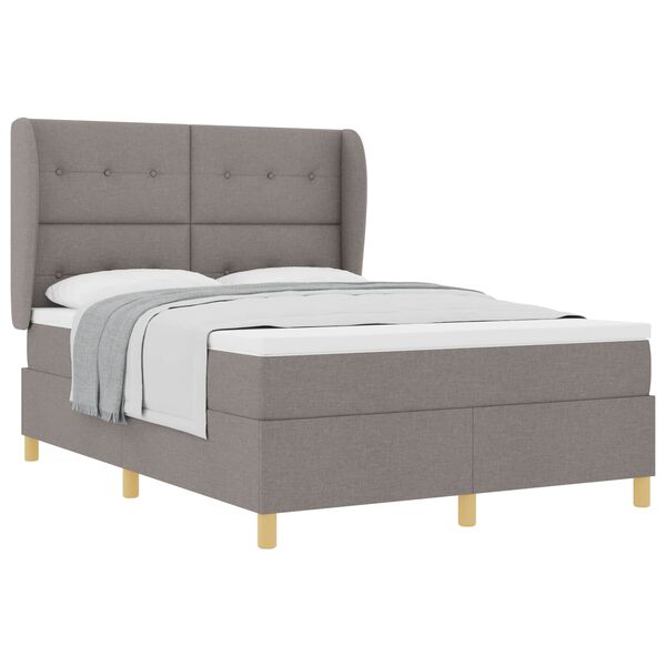 vidaXL Lit &agrave; ressorts avec matelas gris fonc&eacute; 90x190 cm Taupe tissu