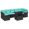 vidaXL Ensemble de canap&eacute; de jardin avec coussin 8 pcs Noir Poly rotin
