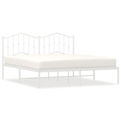 vidaXL Cadre de lit métal avec tête de lit blanc 183x213 cm