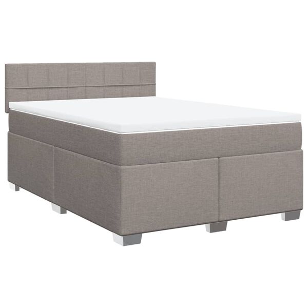 vidaXL Sommier &agrave; lattes de lit avec matelas Taupe 140x200 cm Tissu
