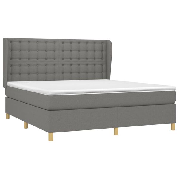 vidaXL Sommier &agrave; lattes de lit avec matelas Gris fonc&eacute; 180x200cm Tissu