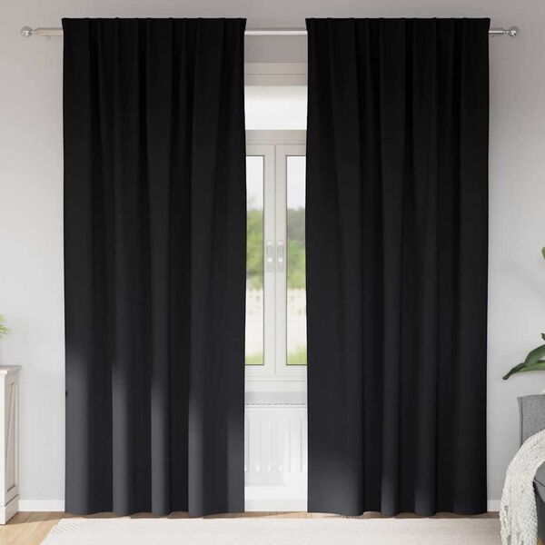 vidaXL Rideaux occultants avec anneaux 2 pcs Noir 260 x 140 cm