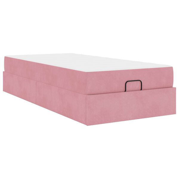 vidaXL Cadre de lit avec matelas avec matelas 2 pcs Rose Velours