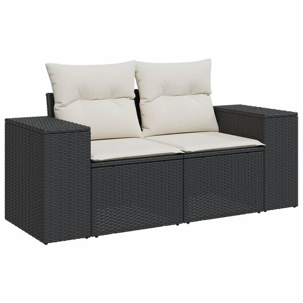 vidaXL Salon de jardin 6 pcs avec coussins noir r&eacute;sine tress&eacute;e