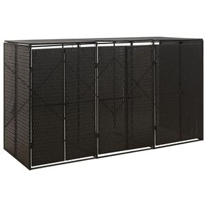 vidaXL Abri pour poubelle triple Noir 207x80x117 cm R&eacute;sine tress&eacute;e