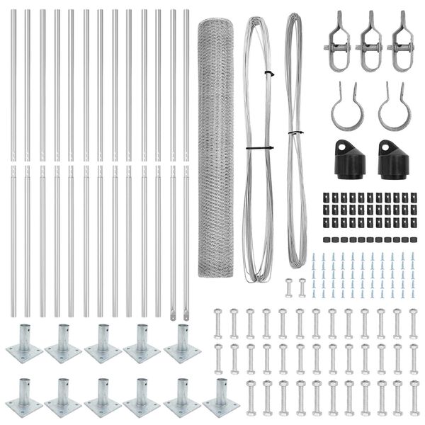 vidaXL Poteau de cl&ocirc;ture. Argent&eacute; 25 x 1 m (maille de 25 mm) Acier