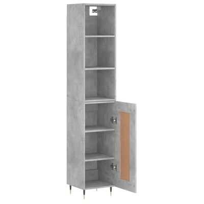 vidaXL Buffet haut Gris béton 34,5x34x180 cm Bois d'ingénierie