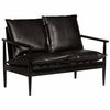 vidaXL Canapé à 2 places Cuir véritable avec bois d'acacia Noir