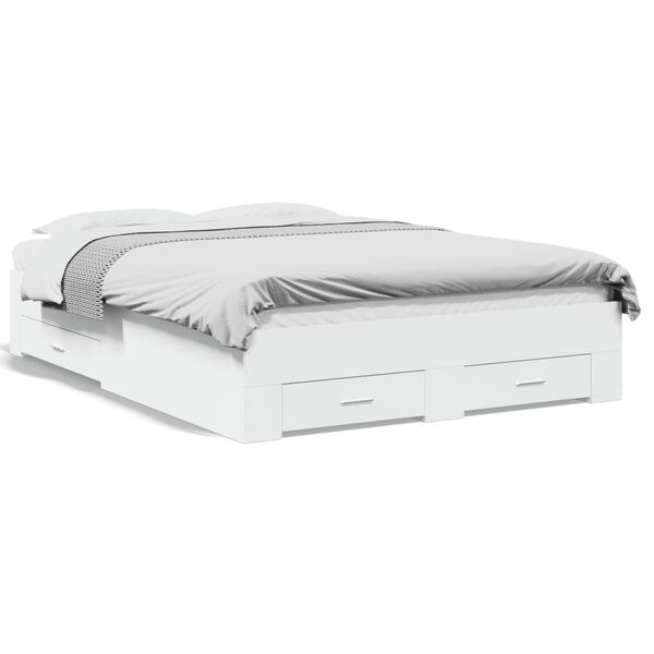vidaXL Cadre de lit avec tiroirs sans matelas blanc 140x190 cm