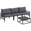 vidaXL Ensemble de canap&eacute; de jardin 4 pc Noir Acier