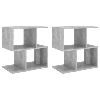 vidaXL Tables de chevet 2pcs gris béton 50x30x51,5cm bois d'ingénierie
