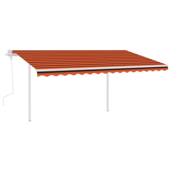vidaXL Auvent manuel r&eacute;tractable avec poteaux 4,5x3,5 m Orange marron