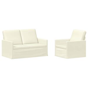 vidaXL Ensemble de Canap&eacute;s 2 pcs Cr&egrave;me Tissu en velours c&ocirc;tel&eacute;
