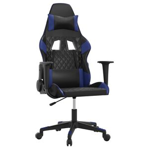 vidaXL Chaise de jeu de massage Noir et bleu Similicuir