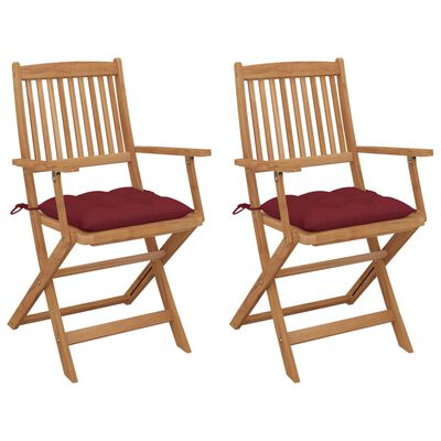 vidaXL Chaises pliables de jardin lot de 2 avec coussins Bois d'acacia