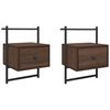 vidaXL Table de chevet murale 2 pcs ch&ecirc;ne marron 35x30x51 cm