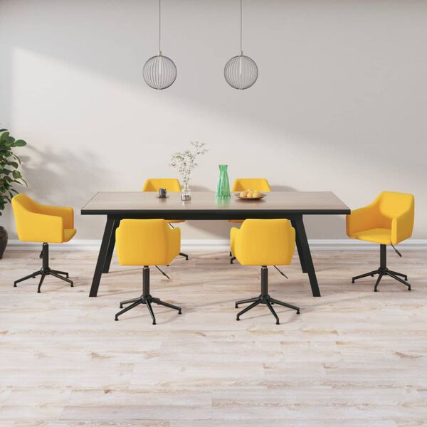 vidaXL Chaises pivotantes &agrave; manger lot de 6 Jaune Velours