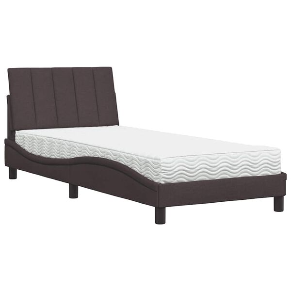 vidaXL Lit avec matelas Hanko marron fonc&eacute; 80x200 cm tissu