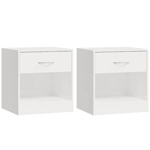 vidaXL Tables de chevet 2 pcs avec tiroir Blanc brillant