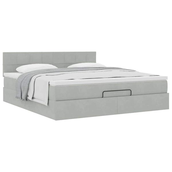 VidaXL Cadre de lit ottoman avec matelas gris clair 180x200 cm velours