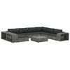 vidaXL Salon de jardin 10 pcs avec coussins R&eacute;sine tress&eacute;e Gris