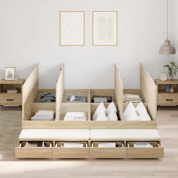 vidaXL Cadre de lit avec rangement avec tiroir Chêne Sonoma 200 cm