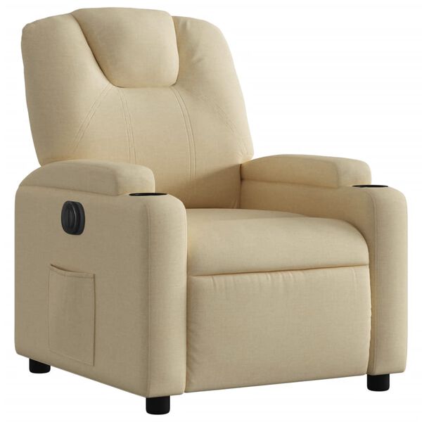 vidaXL Fauteuil inclinable &eacute;lectrique Cr&egrave;me Tissu